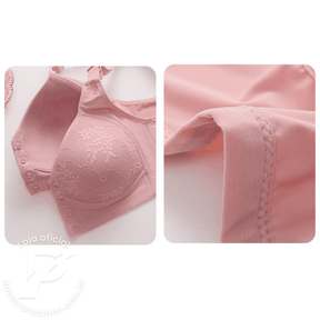 [Kit 3 Peças] Sutiã Lorena - Alta Sustentação com Renda Floral e Fecho Frontal