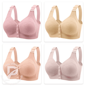 [Kit 3 Peças] Sutiã Lorena - Alta Sustentação com Renda Floral e Fecho Frontal