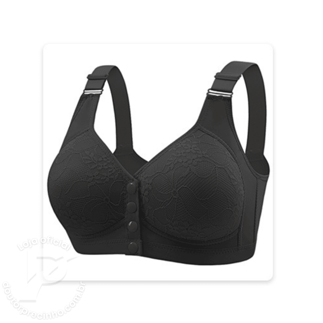 [Kit 3 Peças] Sutiã Lorena - Alta Sustentação com Renda Floral e Fecho Frontal