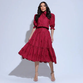 Conjunto Feminino Richelieu 3D Vermelho Bordado Luma - FL23