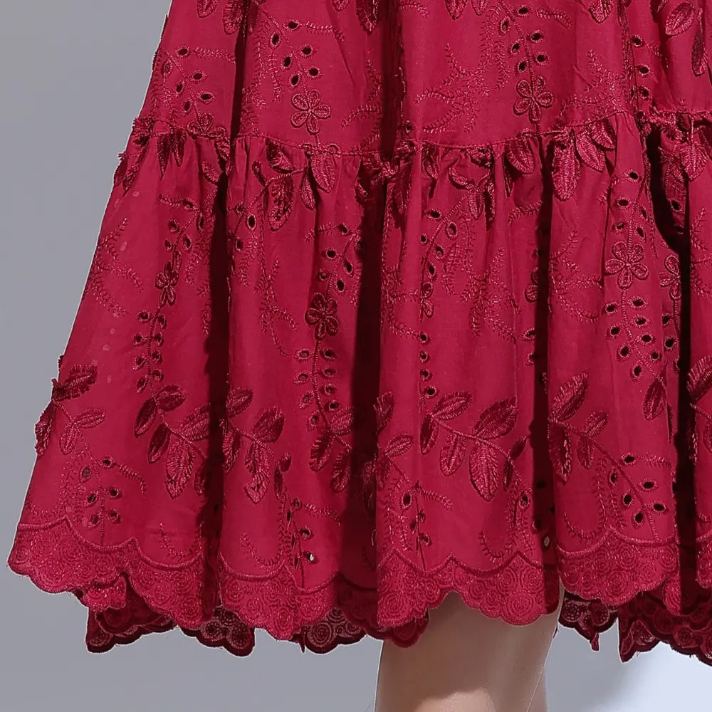 Conjunto Feminino Richelieu 3D Vermelho Bordado Luma - FL23