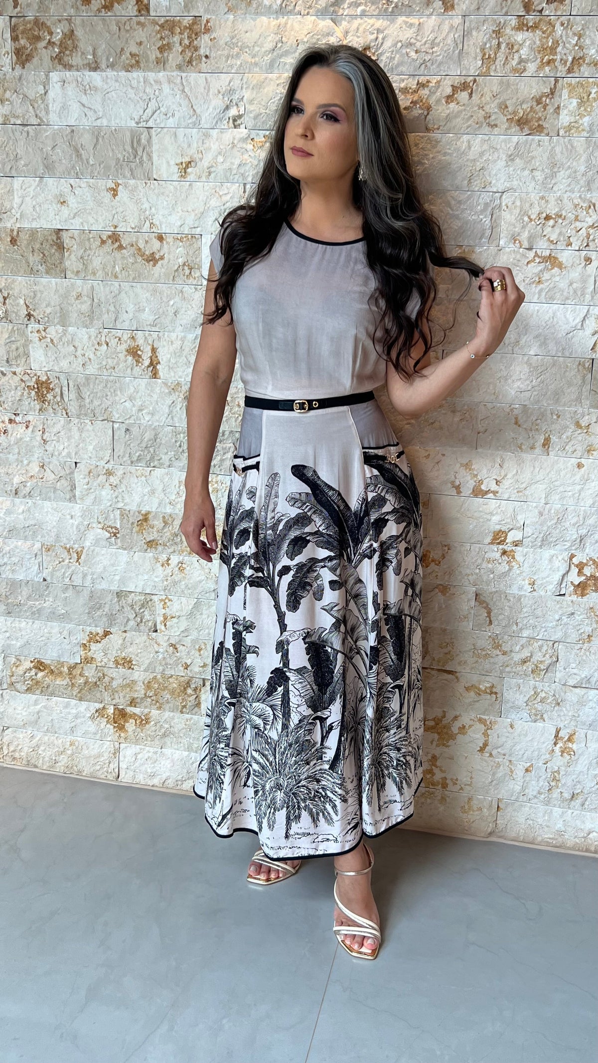 Vestido Midi Estamp Fivela PIS- Estampado 5921