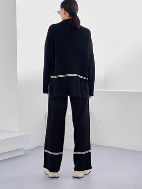 Conjunto de Tricô com Suéter Mullet Gola Alta e Calça Confortável – Kim