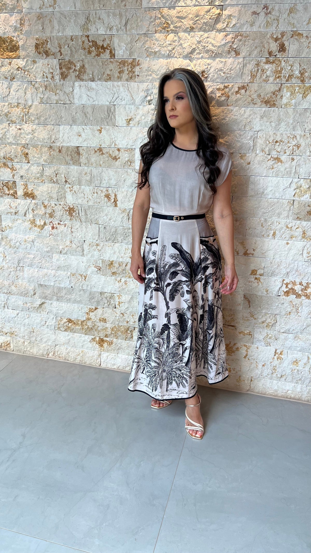 Vestido Midi Estamp Fivela PIS- Estampado 5921