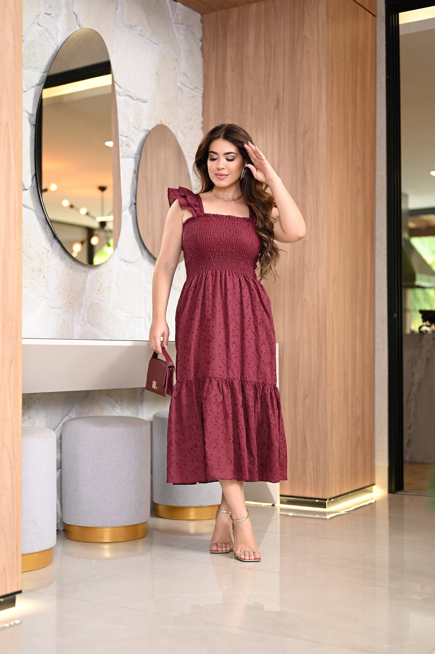 Vestido midi lastex - B444