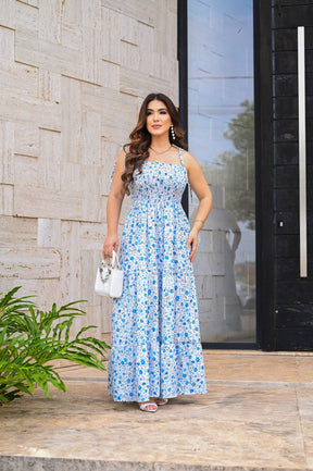 Vestido longo lastex - B427