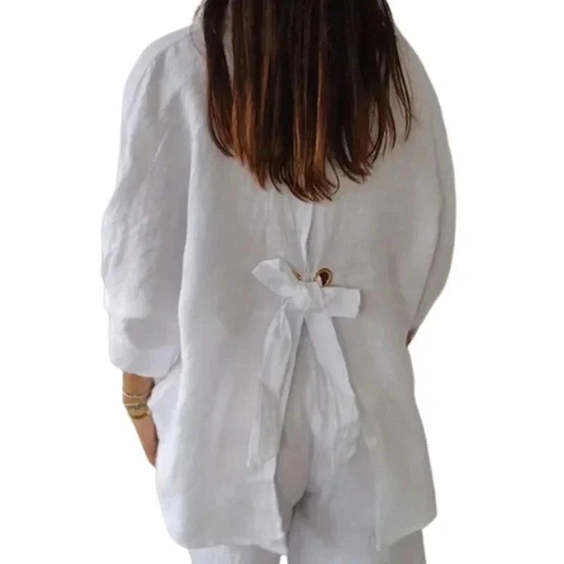 (Promoção Compre 1 e Leve 2) Camisa Cassandra™ em Linho de Algodão / Caimento Soltinho para uma Sensação Agradável no Seu Dia a Dia!