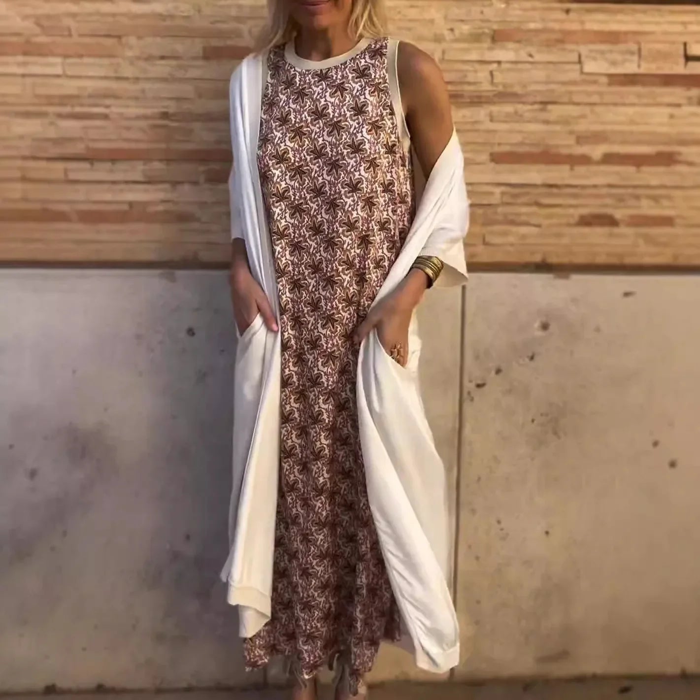 Conjunto Dominique - Nova tendência Lisavi: vestido + cardigan (must-have das style mavens americanas)