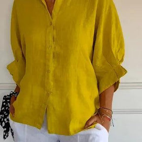 (Promoção Compre 1 e Leve 2) Camisa Cassandra™ em Linho de Algodão / Caimento Soltinho para uma Sensação Agradável no Seu Dia a Dia!