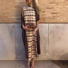 Conjunto Dominique - Nova tendência Lisavi: vestido + cardigan (must-have das style mavens americanas)