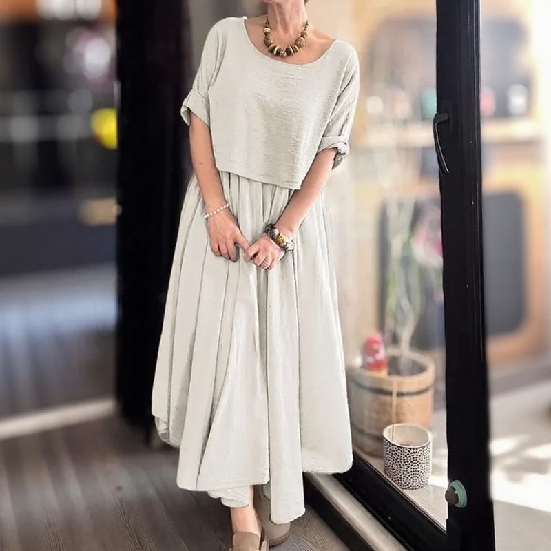 Conjunto Marrocos™ em Linho de Algodão com Camadas de Estilo / Duas Peças, Um Charme que Rompe Fronteiras!