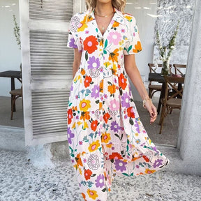 Vestido Bonjour™ Com Gola Camisaria e Estampas Exclusivas / Alegria e Elegância em Uma Só Peça!