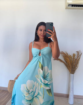 Vestido Amelie-  Crepinho Seda Detalhe com Argola