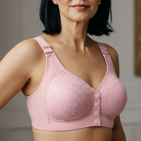 [Kit 3 Peças] Sutiã Lorena - Alta Sustentação com Renda Floral e Fecho Frontal