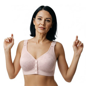 [Kit 3 Peças] Sutiã Lorena - Alta Sustentação com Renda Floral e Fecho Frontal