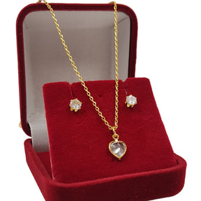 (BRINDE) Colar Feminino Delicado + Brincos e Pingente Ponto de Luz