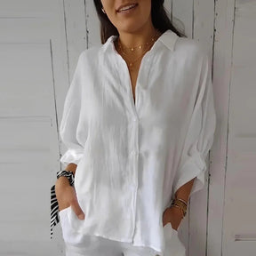 (Promoção Compre 1 e Leve 2) Camisa Cassandra™ em Linho de Algodão / Caimento Soltinho para uma Sensação Agradável no Seu Dia a Dia!