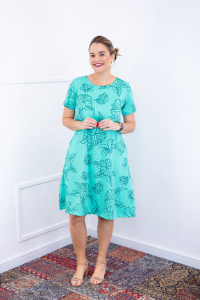 Vestido Sara - Malha Confort Deluxe Midi com Mangas e Bolsos