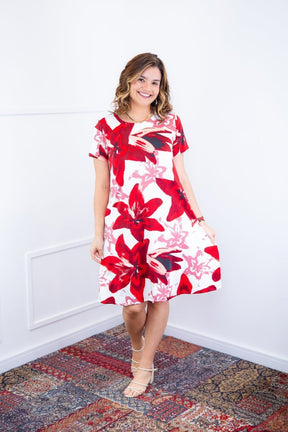 Vestido Sara - Malha Confort Deluxe Midi com Mangas e Bolsos