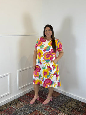 Vestido Sara - Malha Confort Deluxe Midi com Mangas e Bolsos