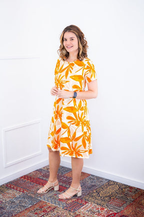 Vestido Sara - Malha Confort Deluxe Midi com Mangas e Bolsos