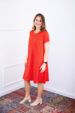 Vestido Sara - Malha Confort Deluxe Midi com Mangas e Bolsos