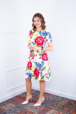 Vestido Sara - Malha Confort Deluxe Midi com Mangas e Bolsos