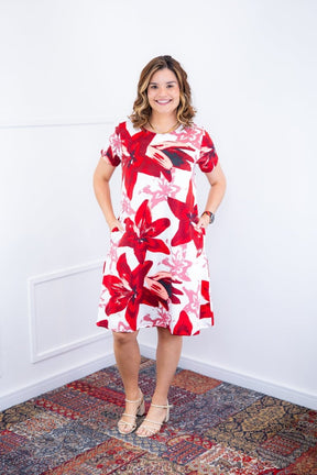 Vestido Sara - Malha Confort Deluxe Midi com Mangas e Bolsos