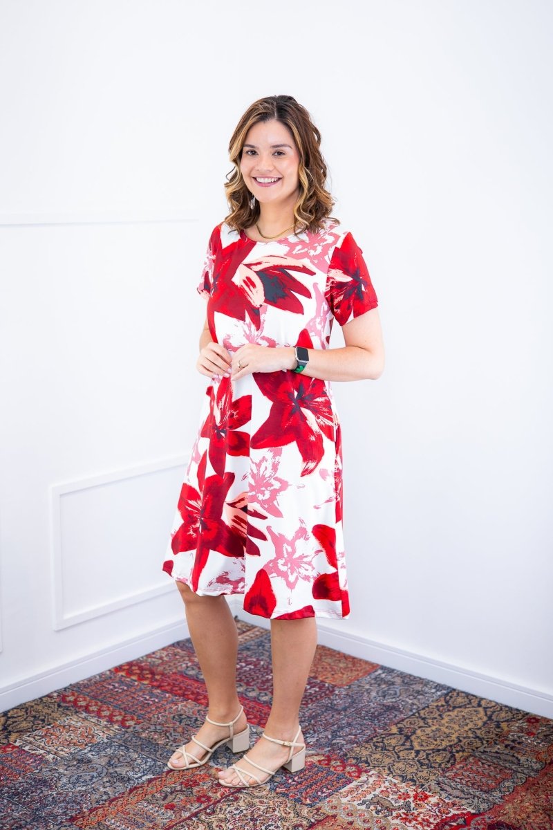 Vestido Sara - Malha Confort Deluxe Midi com Mangas e Bolsos