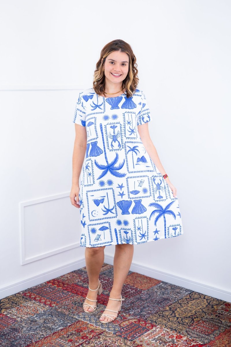 Vestido Sara - Malha Confort Deluxe Midi com Mangas e Bolsos