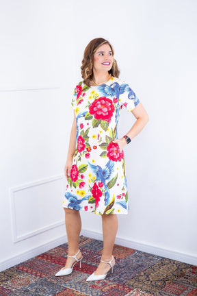 Vestido Sara - Malha Confort Deluxe Midi com Mangas e Bolsos