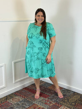 Vestido Sara - Malha Confort Deluxe Midi com Mangas e Bolsos