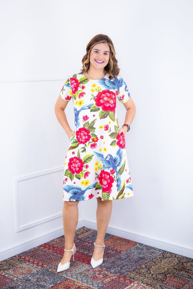 Vestido Sara - Malha Confort Deluxe Midi com Mangas e Bolsos