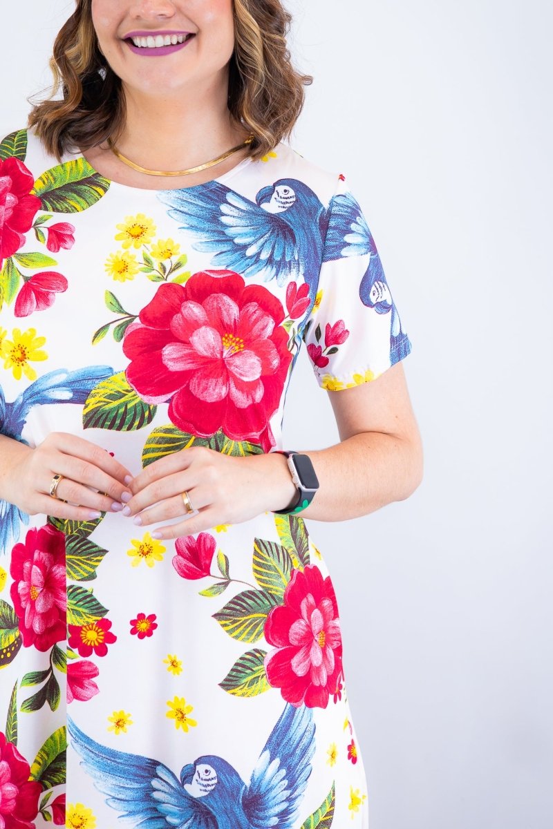 Vestido Sara - Malha Confort Deluxe Midi com Mangas e Bolsos