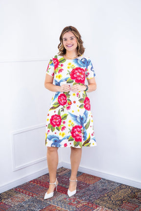 Vestido Sara - Malha Confort Deluxe Midi com Mangas e Bolsos