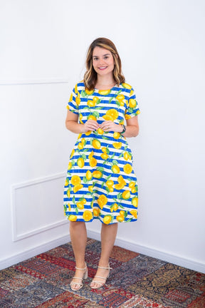 Vestido Sara - Malha Confort Deluxe Midi com Mangas e Bolsos